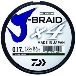 Daiwa splietaná šnúra j-braid 4 žltá 135 m-priemer 0