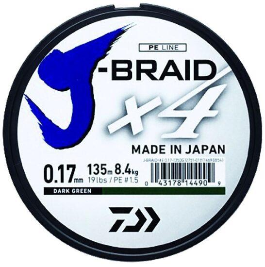 Daiwa splietaná šnúra j-braid 4 žltá 135 m-priemer 0