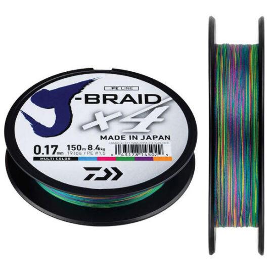 Daiwa splietaná šnúra j-braid multi color 300 m-priemer  0