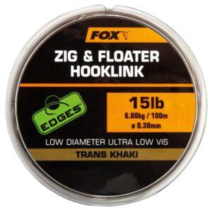 Fox edges zig & floater hooklink trans khaki 100 m-priemer 0