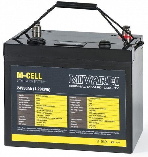 Mivardi lithiová bateria m-cell 24 v 50 ah + 10 a nabíjačka