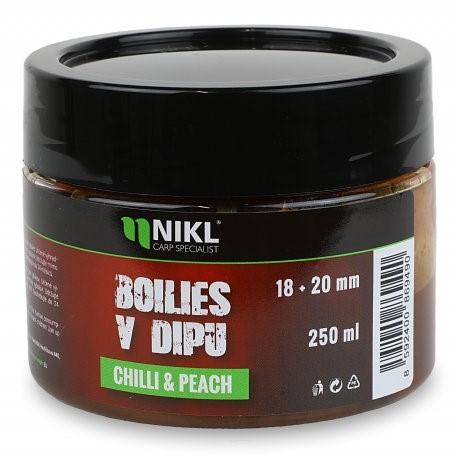 Nikl boilie v dipe 250 g 18/20 mm - chilli & peach