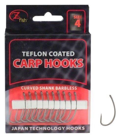 Zfish teflonové háčiky curved shank barbless 10 ks-veľkosť 6